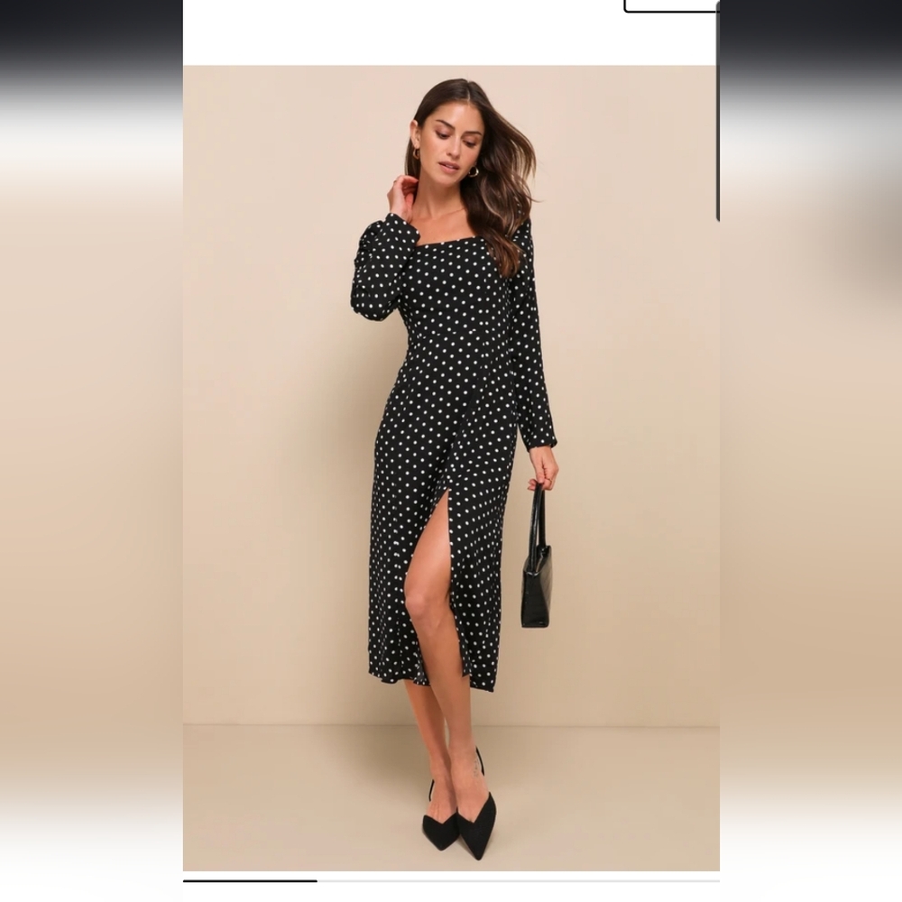NWT Lulus Black and White Polka Dot Dress Size Medium